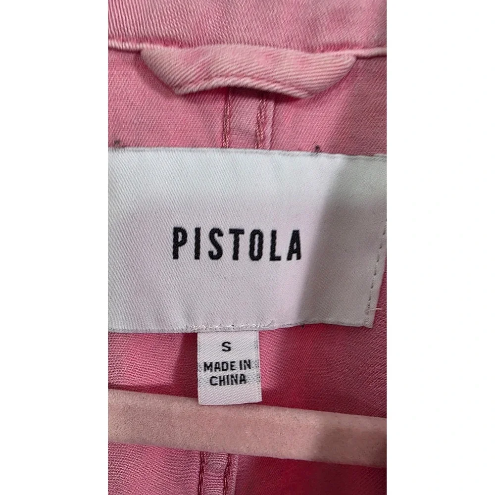 Pistola Pink Cotton Utility Jumpsuit Short Sleeve Wide Leg Suit Small - Picture 2 of 9
